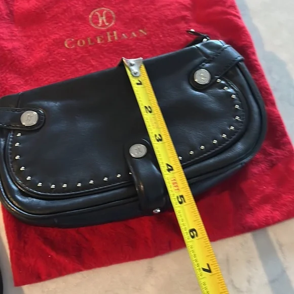 Cole Haan black leather studded wristlet perfect condition - Picture 7 of 7
